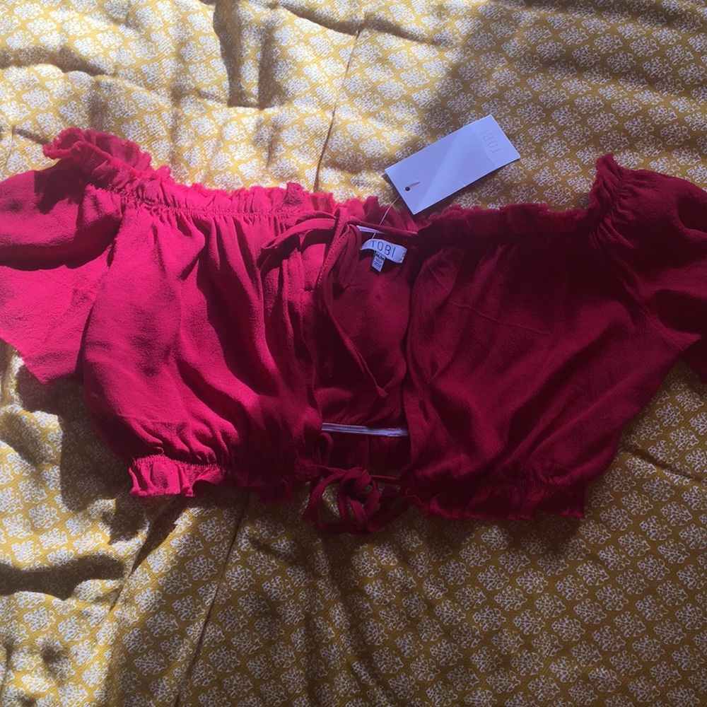 Cropped tie front top